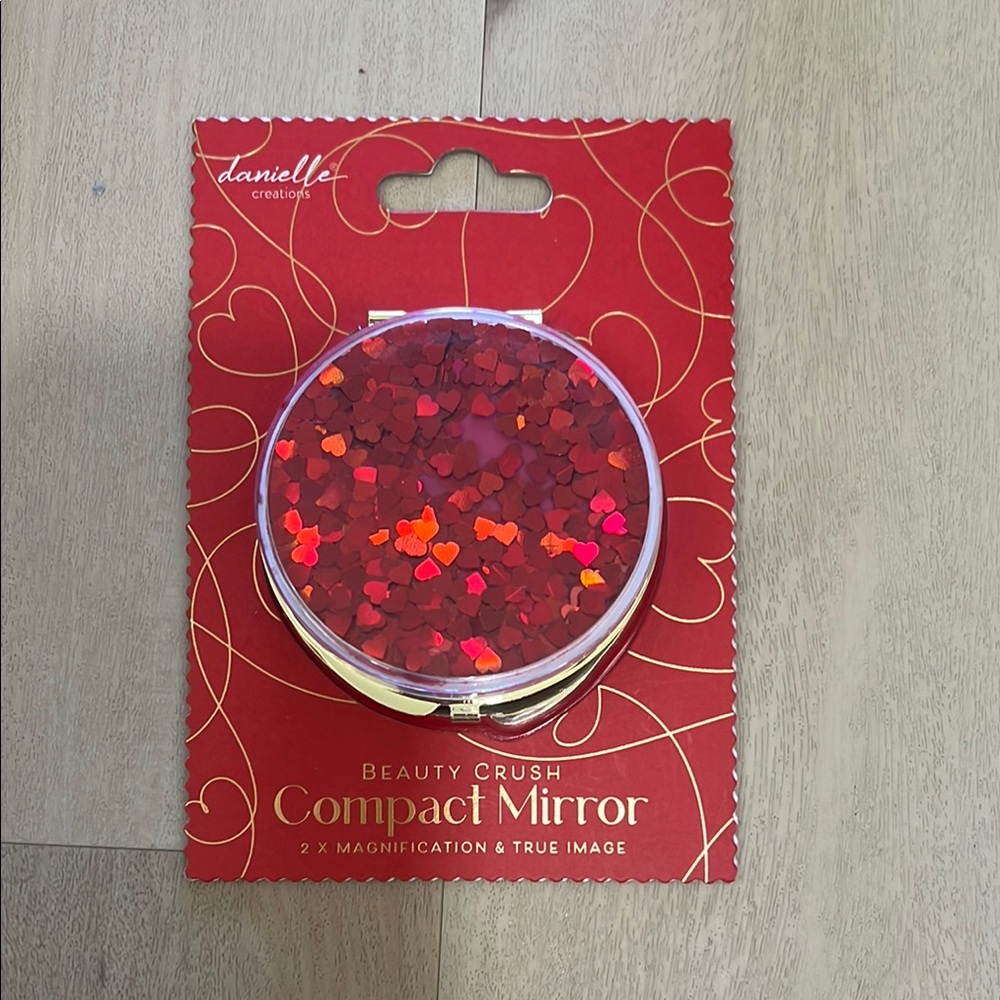 Danielle Creations Red Heart Compact Mirror